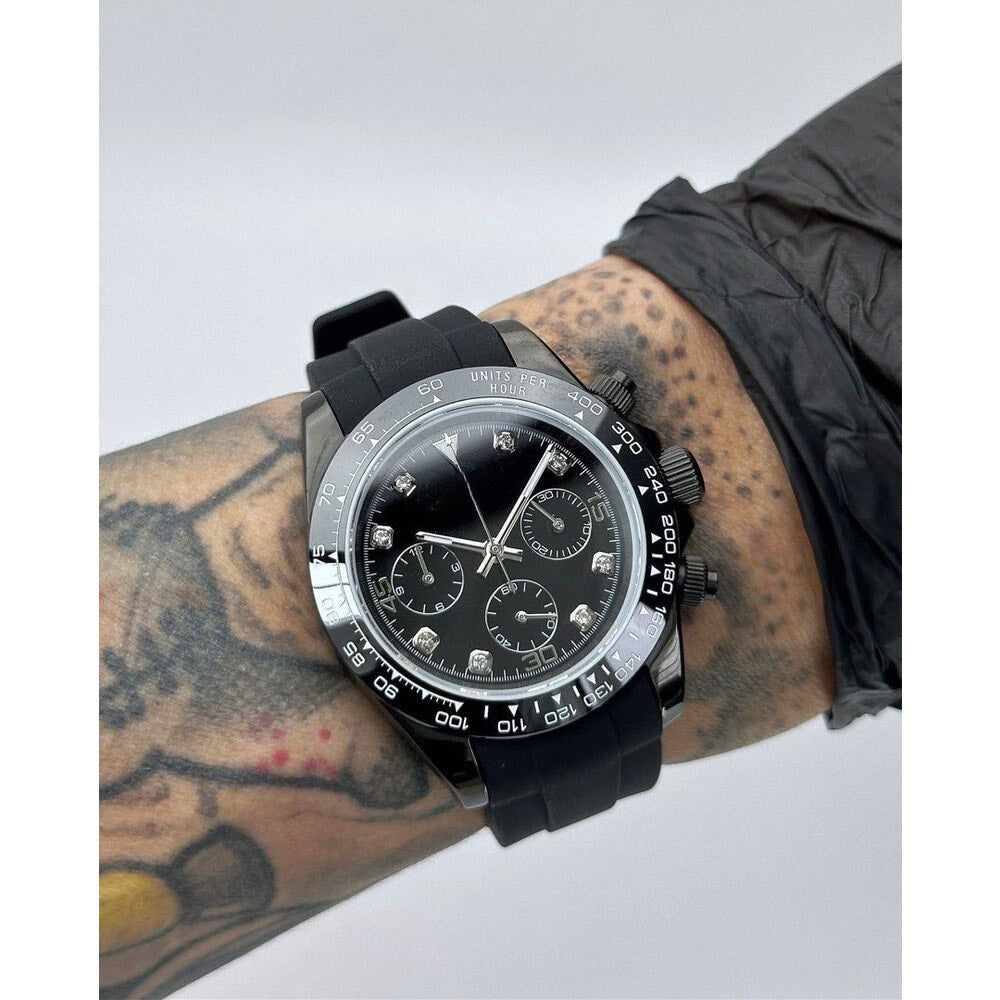 Daytona Blackout Mod (Diamond Indices, Rubber Strap)