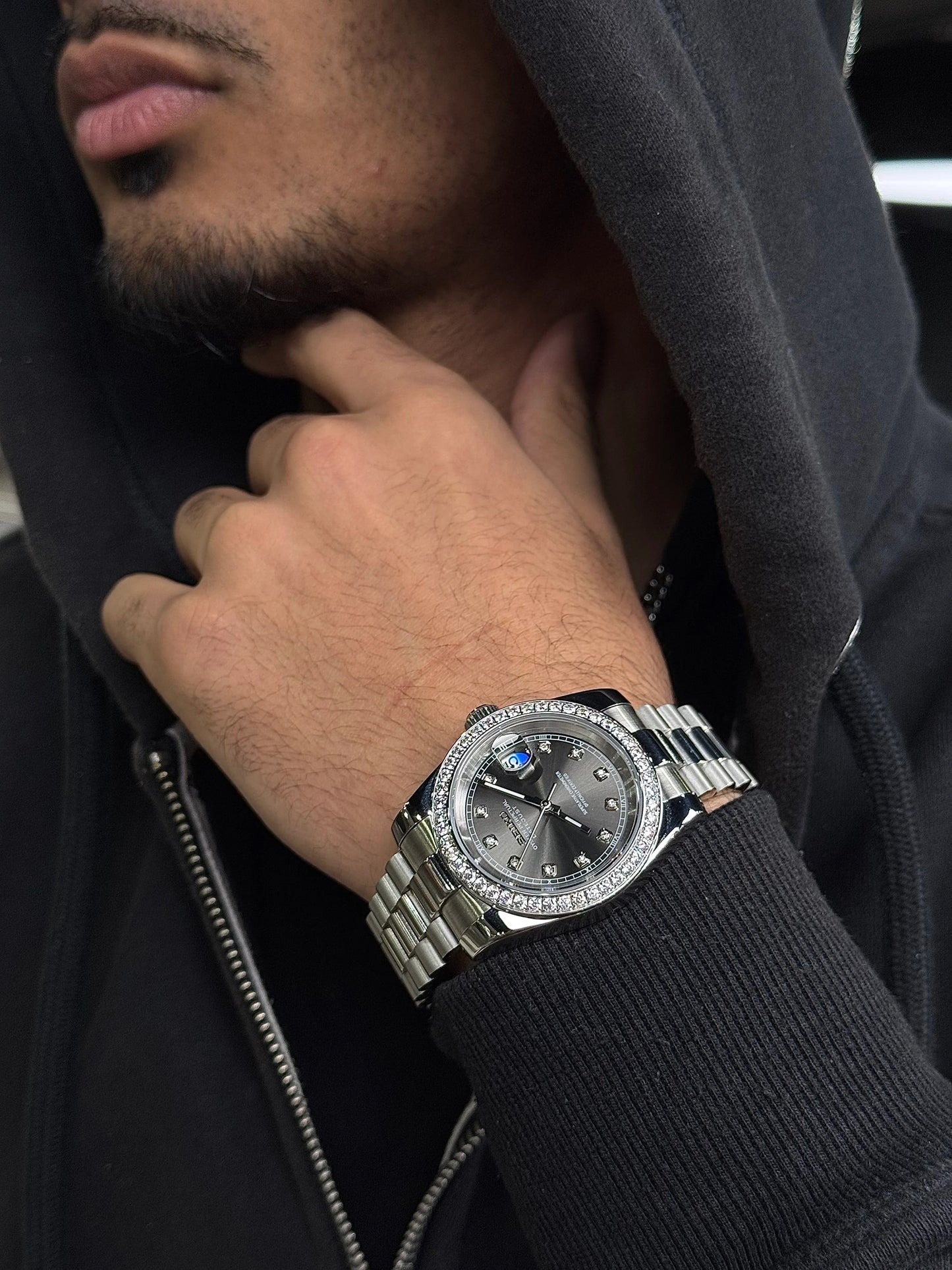 Datejust Steel Grey Mod (Diamond Bezel and Indices)