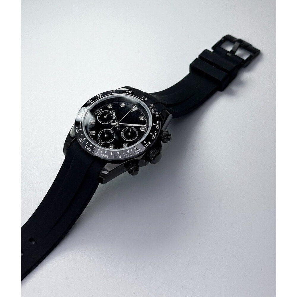 Daytona Blackout Mod (Diamond Indices, Rubber Strap)