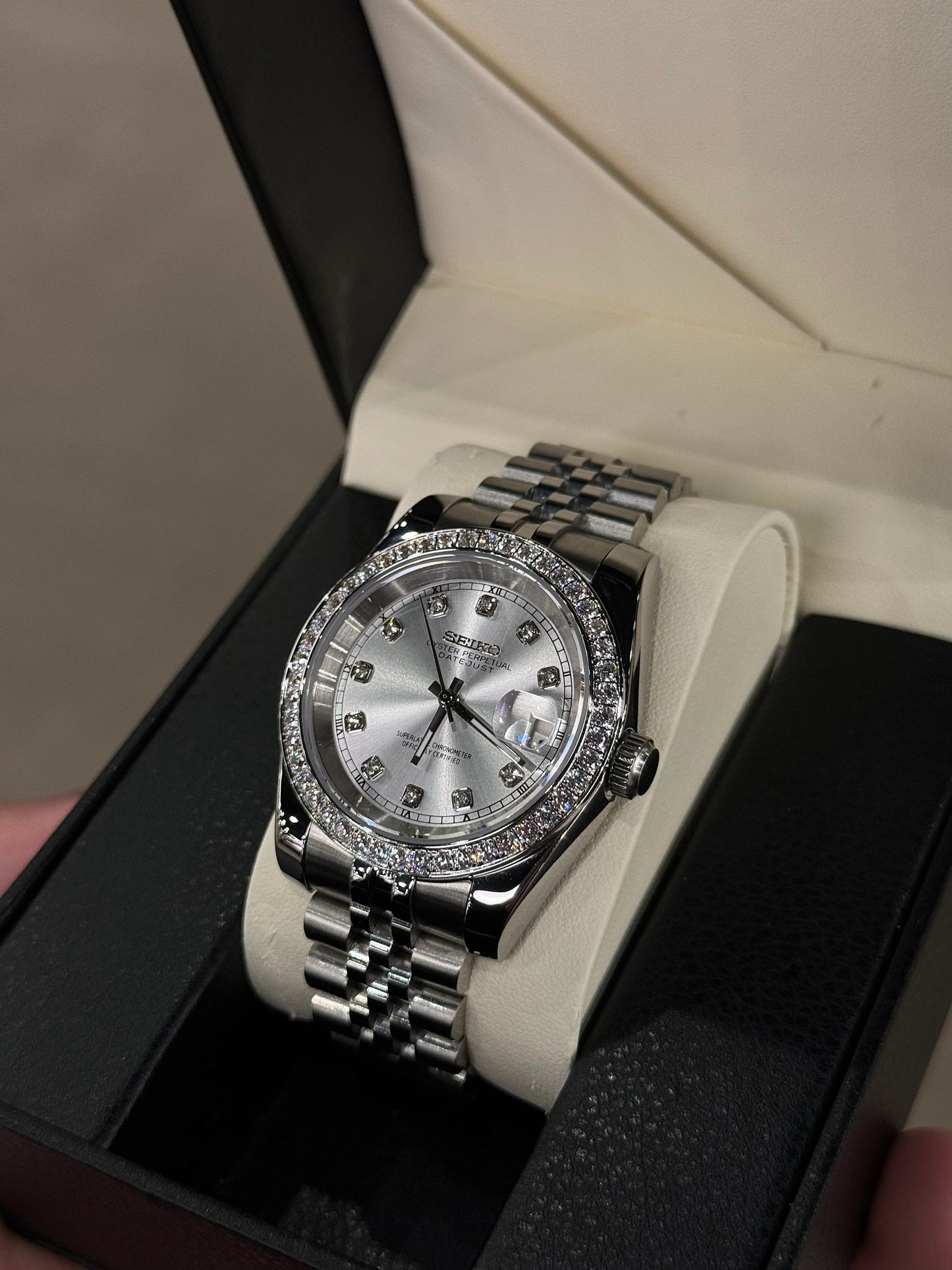Datejust Steel Grey Mod (Diamond Bezel and Indices)