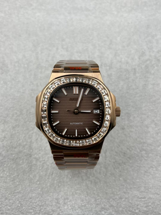 Nautilus Rose Gold Brown Mod (Diamond Bezel)