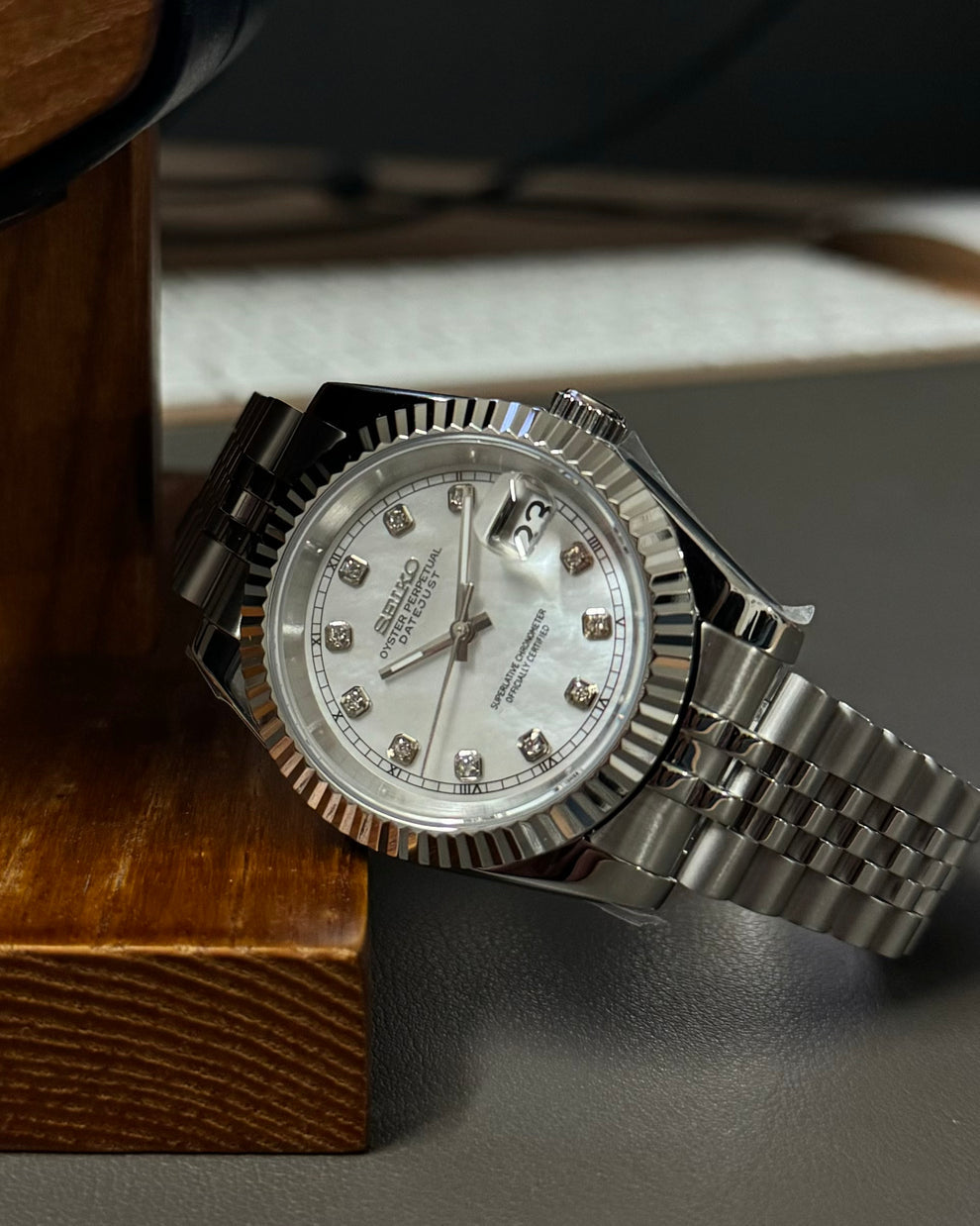 Datejust Steel White Mod (Diamond Indices)