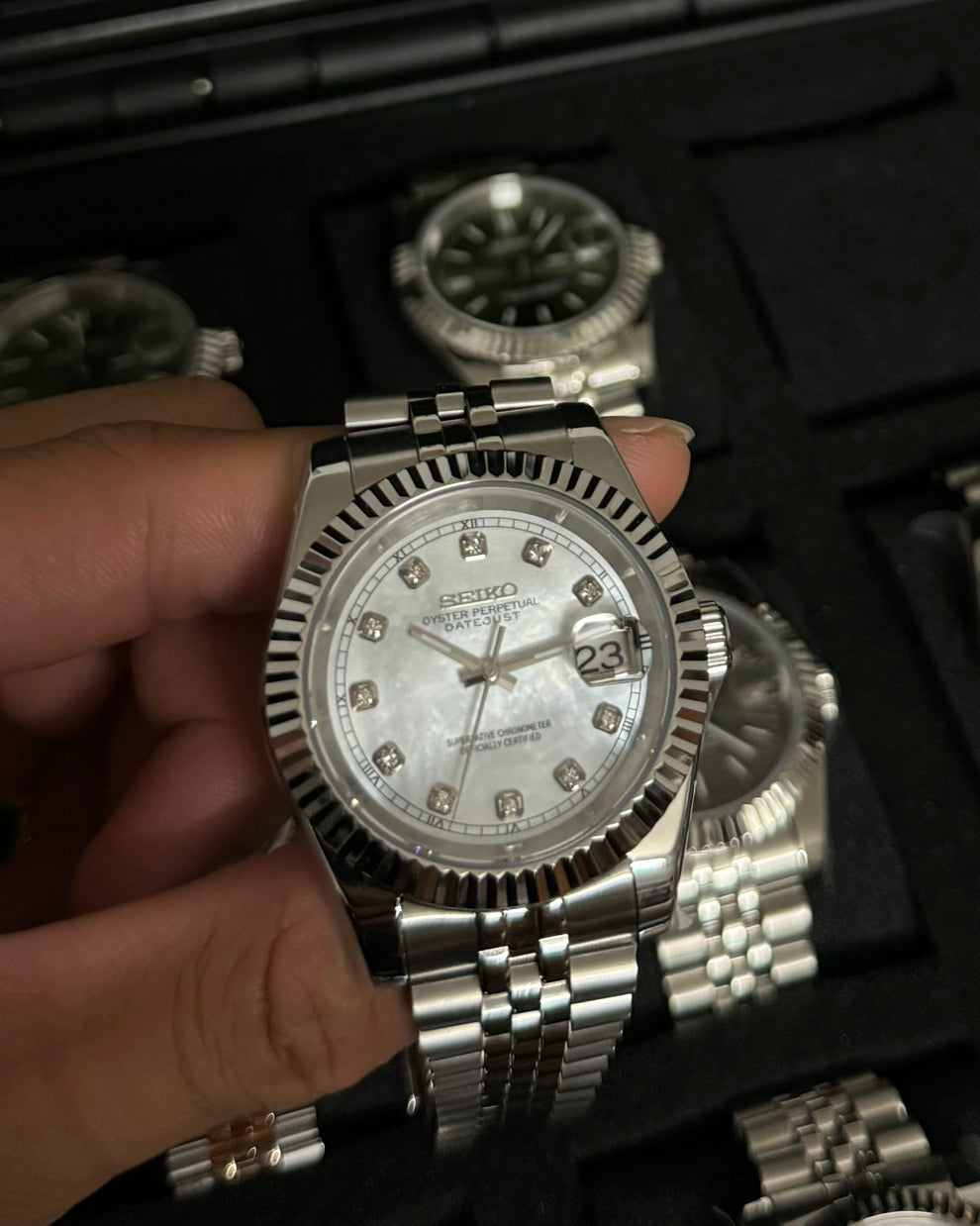 Datejust Steel White Mod (Diamond Indices)