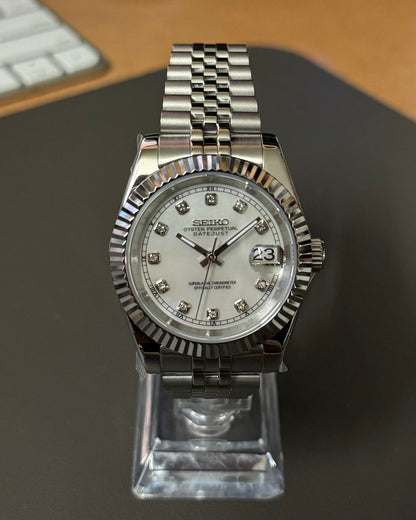 Datejust Steel White Mod (Diamond Indices)