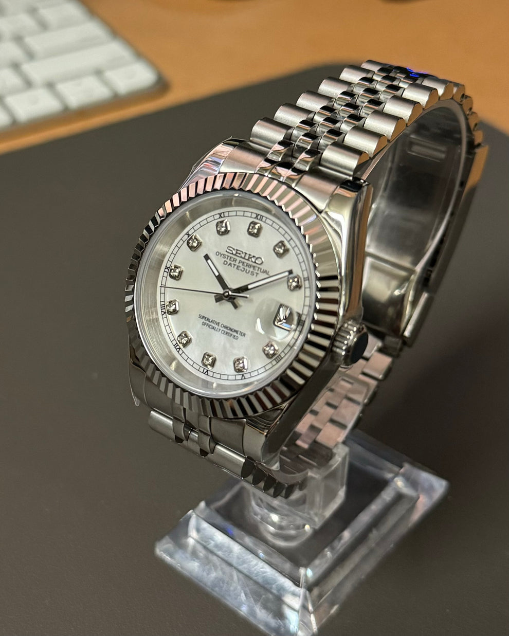 Datejust Steel White Mod (Diamond Indices)