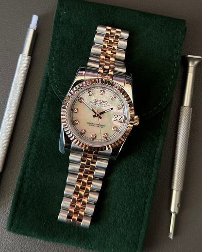 Datejust White Pearl Mod (Two Tone, Diamond Indices)
