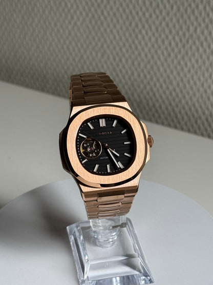 Nautilus Rose Gold Black Mod (Open Heart)