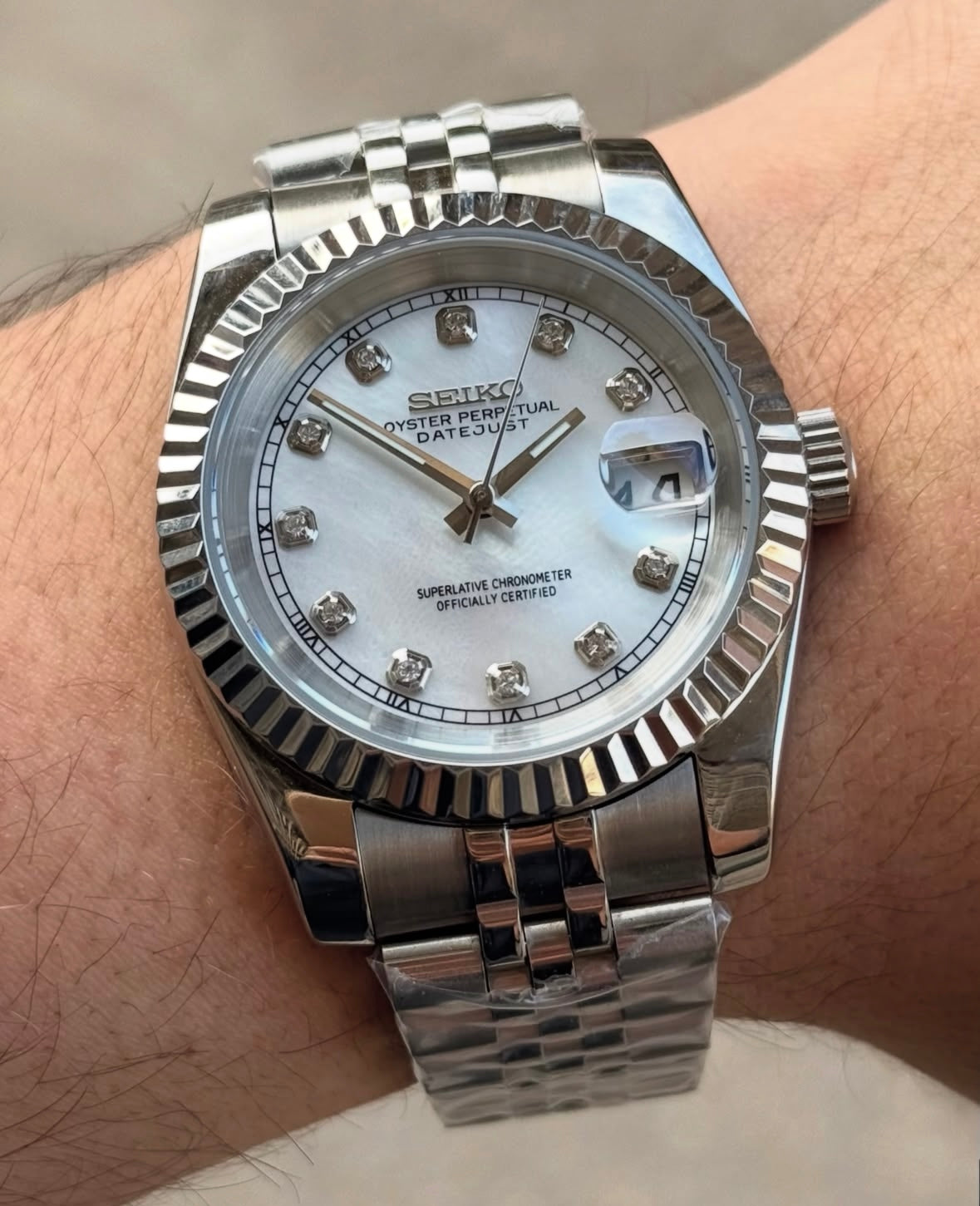 Datejust Steel White Mod (Diamond Indices)