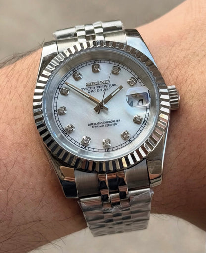 Datejust Steel White Mod (Diamond Indices)